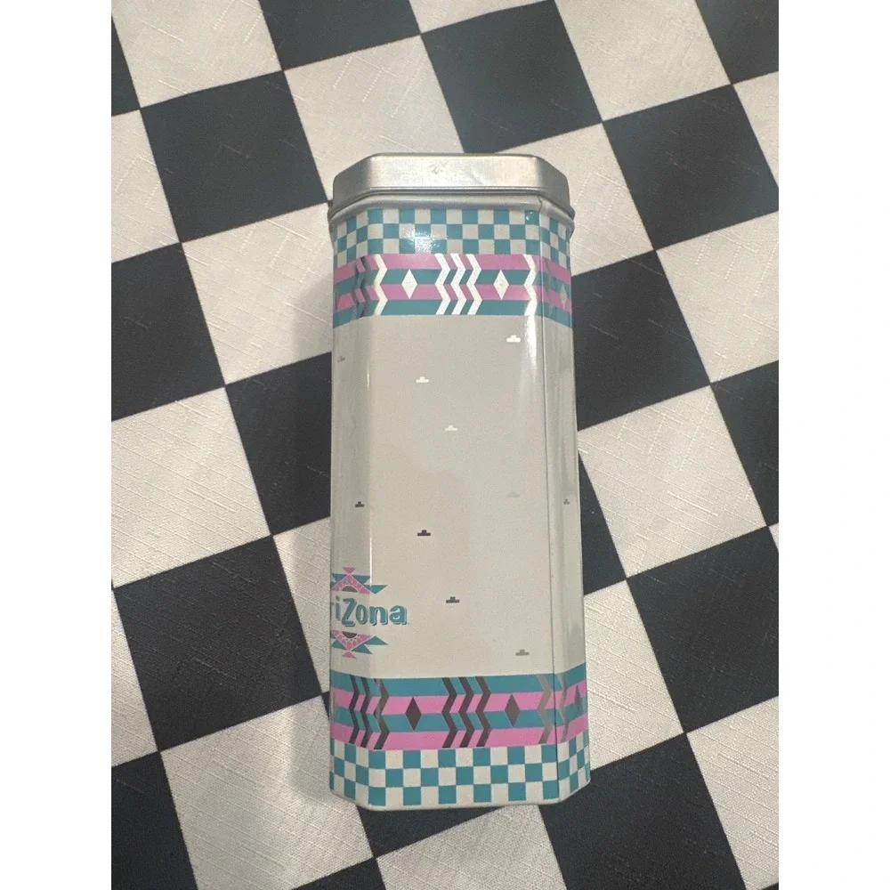 Arizona Iced Tea VTG Collectible Tin Can Turquoise Pink Southwestern Decor